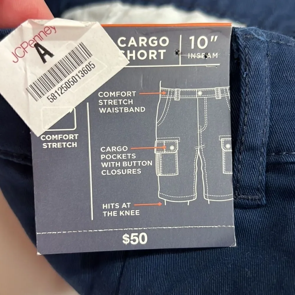 St. John’s Bay Navy Blue Cargo shorts size 44 NWT